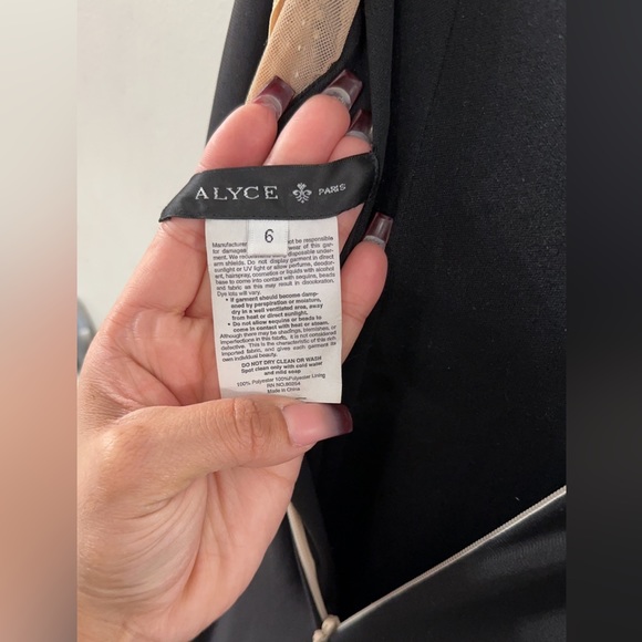 Alyce Paris Black Prom Evening Gown w/ crystal beaded. - Picture 6 of 8